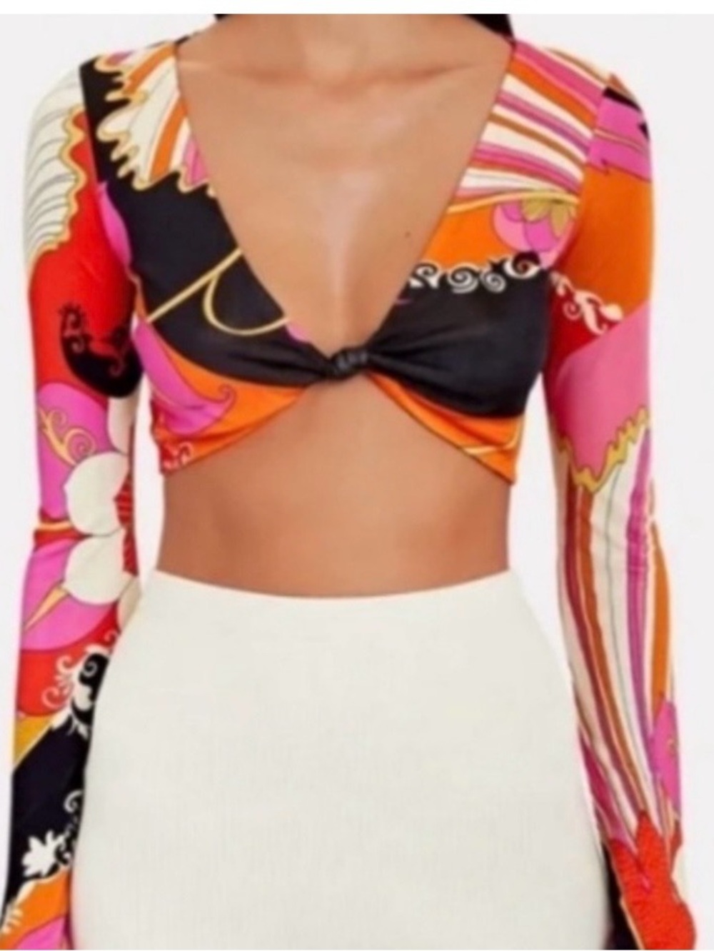 Ronny kobo abstract print crop top size s